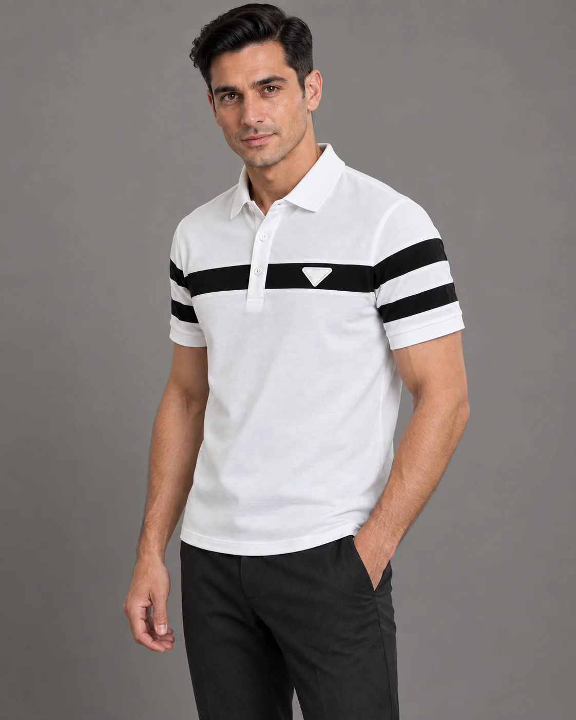 Contrast-stripe Polo